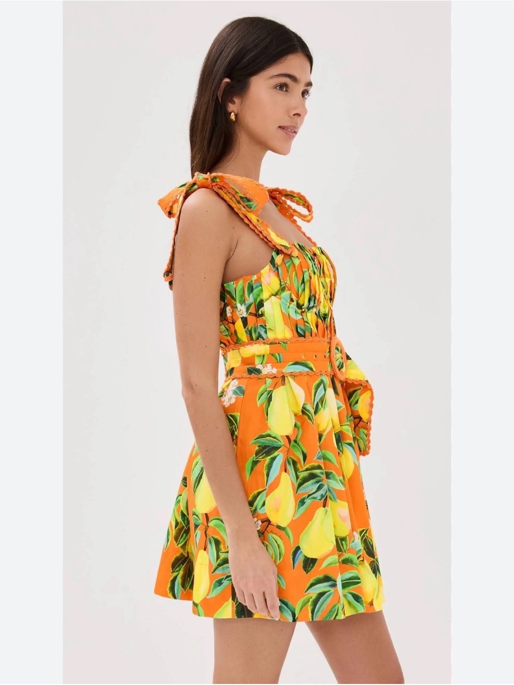 FARM Rio Orange Multi Lemon-Print Mini Dress - Picture 2 of 7
